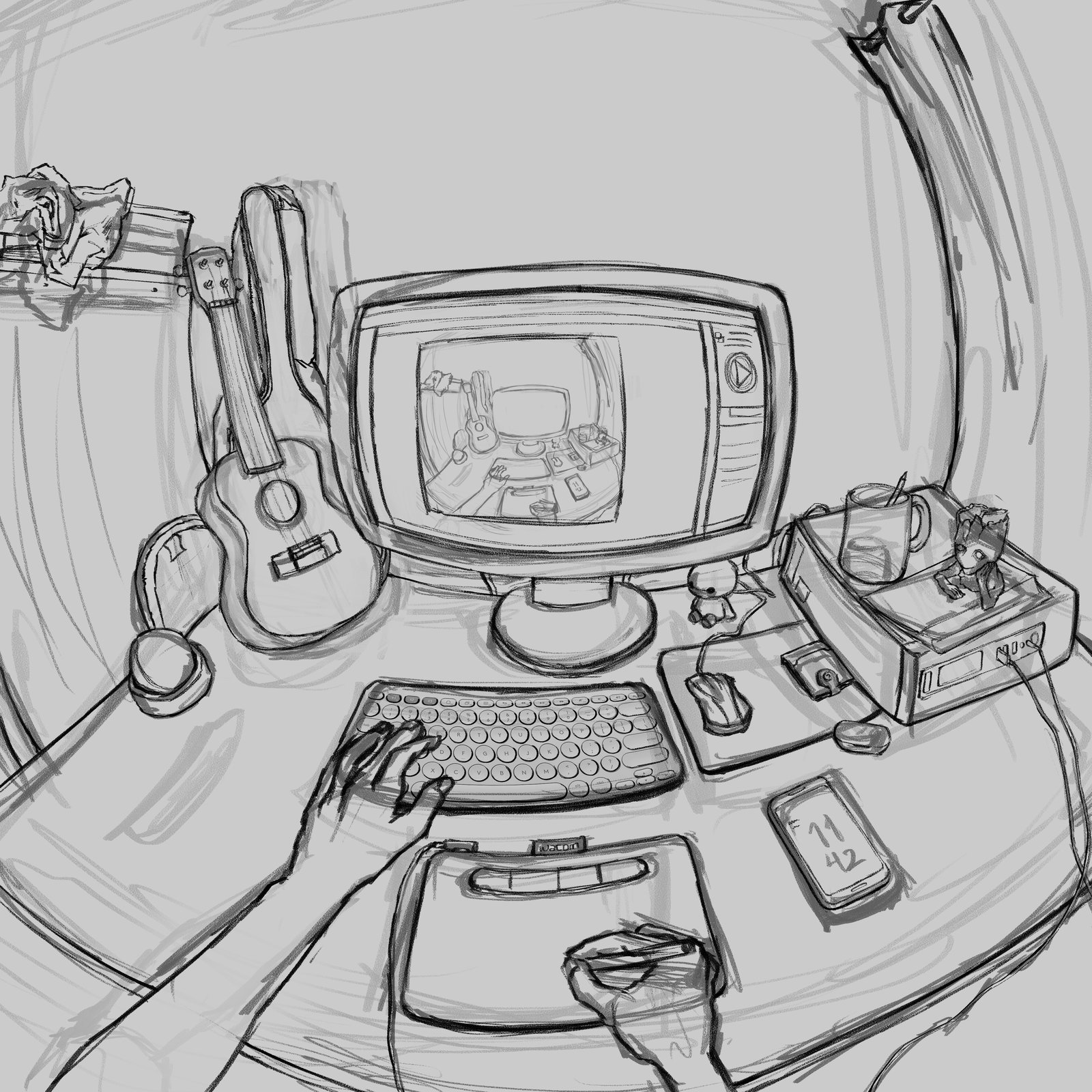 Illustration 18 sketch process